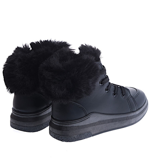 Ocieplane botki jak trampki czarne /A9-2 15027 S394/