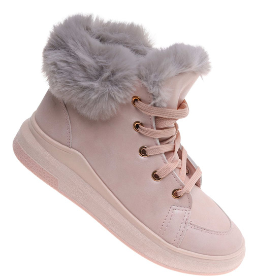 Ocieplane botki jak trampki Różowe /G11-2 16926 T199/