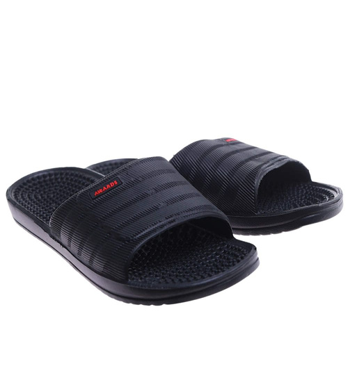 Wodoodporne czarne klapki męskie fakirki /D3-1 17431 T182/