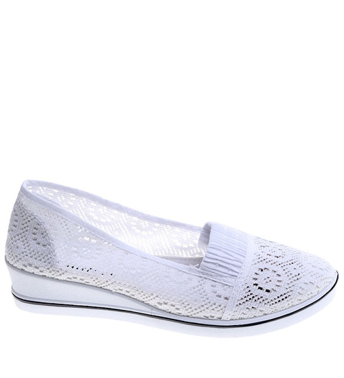 Wsuwane koronkowe tenisówki na koturnie /E7-3-1 Ae371 S186/ 