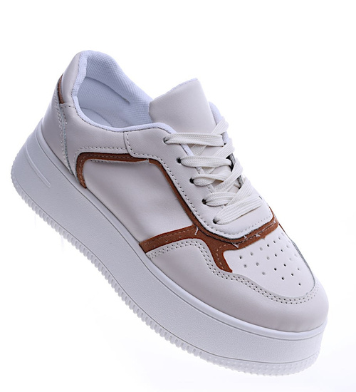 Sznurowane trampki damskie na platformie /A5-3 13910 T394/