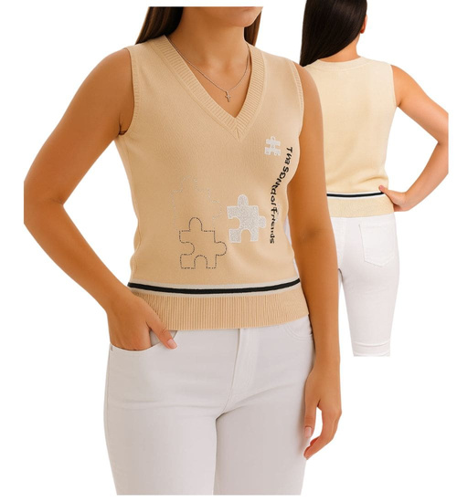 Beżowa koszulka bezrękawnik /H2 K13 ub970 S0/