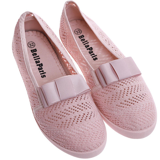 Beżowe ażurowe baleriny dziewczęce /F9-2 8841 T7/