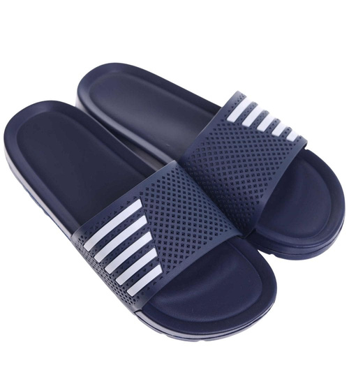 Granatowe wodoodporne klapki męskie plażowe /G4-1 18371 T188/