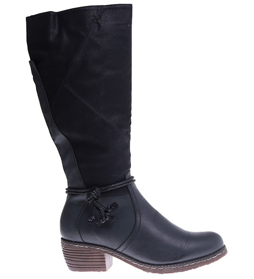 Ocieplane czarne kozaki damskie na niskim obcasie /F4-1 +h215271 T436/