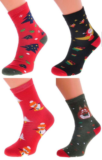 Grube świąteczne skarpety damskie zestaw 4 par /D6-1 SK29 S11-5/