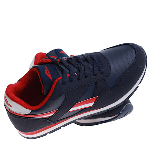 Sportowe granatowo czerwone buty chłopięce /G11-1 16757 T389/