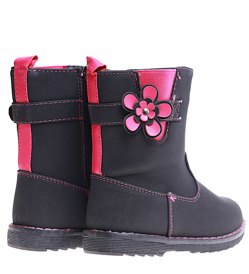 Ocieplane czarne kozaki dziewczęce /A4-2 17144 T292/