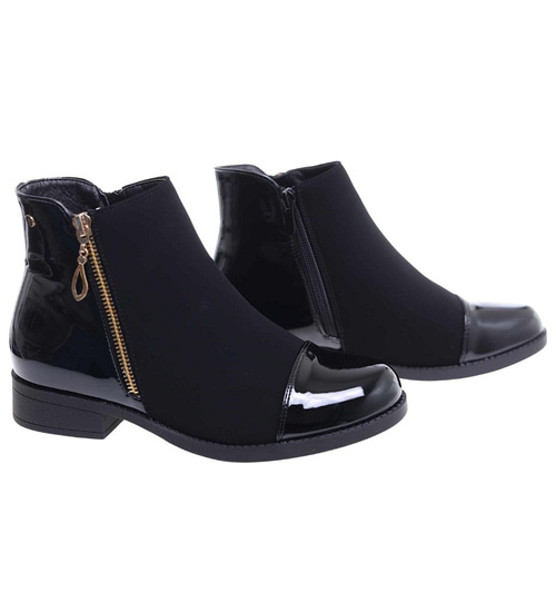 Klasyczne czarne botki damskie ocieplane /A9-2+h2 18327 W400/