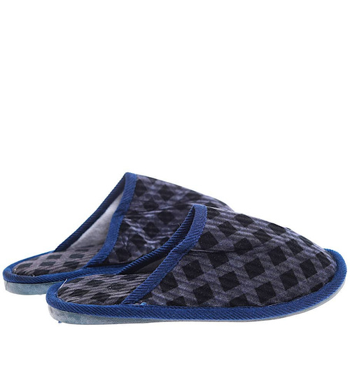 Granatowe kapcie chłopięce z miękkiego materiału /G9-1 16185 T00-3/