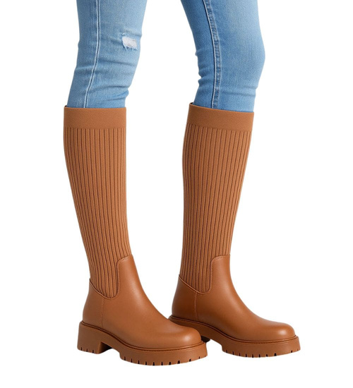 Damskie kozaki z elastyczną cholewką Camel /D4-1 9664 T30/