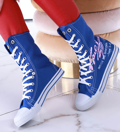 Wysokie niebieskie trampki damskie /E6-2 13506 T098/