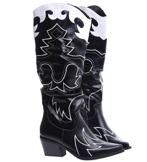 Ocieplane wysokie czarne kozaki kowbojki Seastar /D5-3 15368 T290/