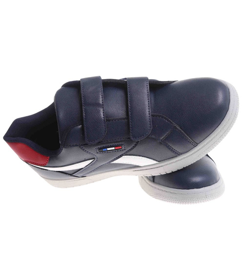 Wygodne granatowe trampki męskie na rzepy /A9-1 17779 T287/