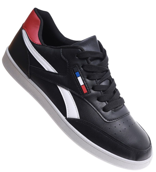 Sznurowane czarne trampki męskie /D1-2 18147 T226/