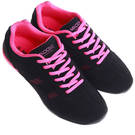 Sznurowane czarno fuksjowe buty sportowe /C1-3 H2 14992 S149/