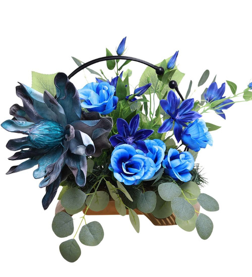 Duży stroik Niebieskie kwiaty KOMP145 M600
