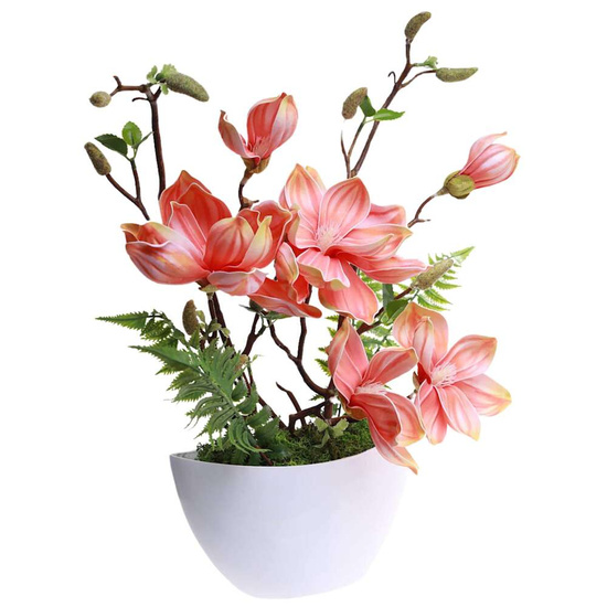 Pomarańczowa lilia w doniczce- sztuczne kwiaty Kompozycja 45 cm KOMP58 PN432