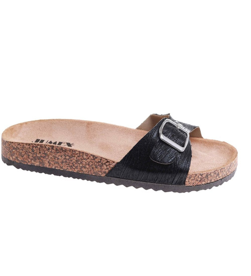  Czarne profilowane klapki damskie /G7-2  17715 T182/