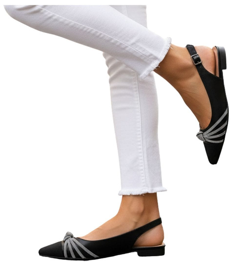 Czarne sandały na płaskim obcasie /G12-2 12083 T296/