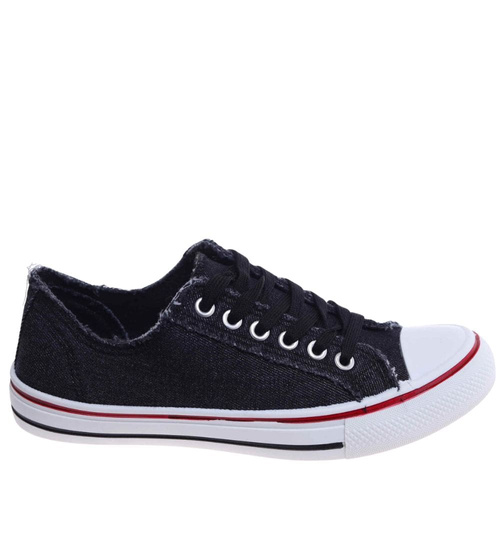 Klasyczne czarne trampki sznurowane /G7-2 18122 T152/