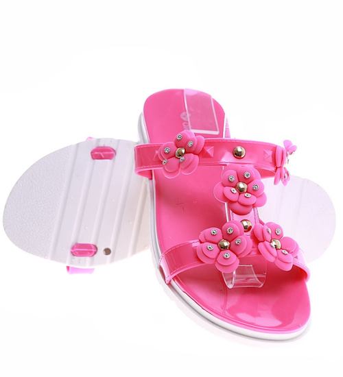 Wodoodporne basenowo plażowe klapki damskie Fuksja /C5-1 16299 S085/