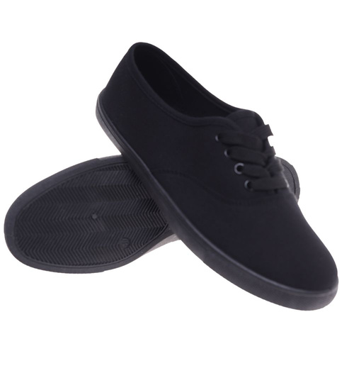 Klasyczne czarne tenisówki damskie ost504