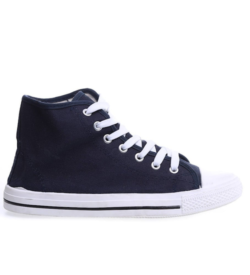 Granatowe trampki męskie z wysoką cholewką /F2-1 9187 S088/