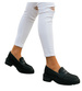 Czarne półbuty loafersy damskie /B6-3 18236 W142/