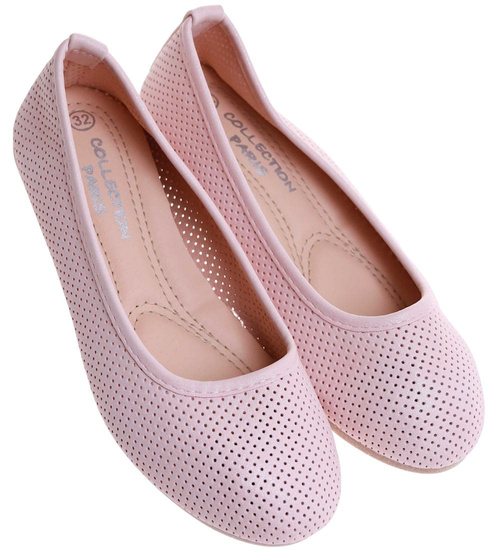 Różowe ażurowe baleriny dziewczęce /D2-2 17632 T121/
