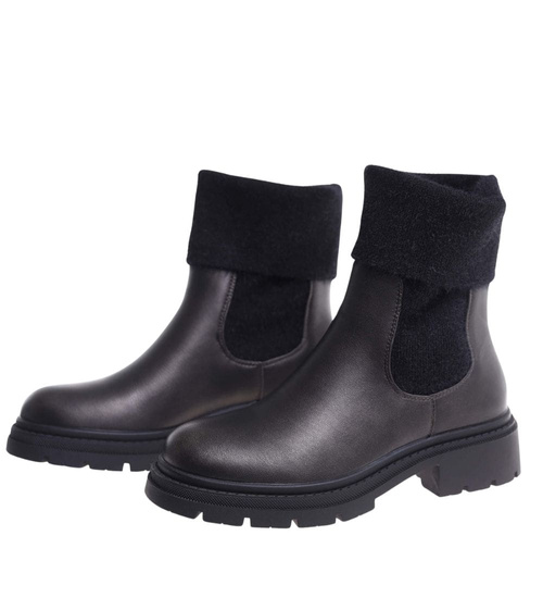 Grafitowe wsuwane botki zimowe /G3-1 18577 G381/