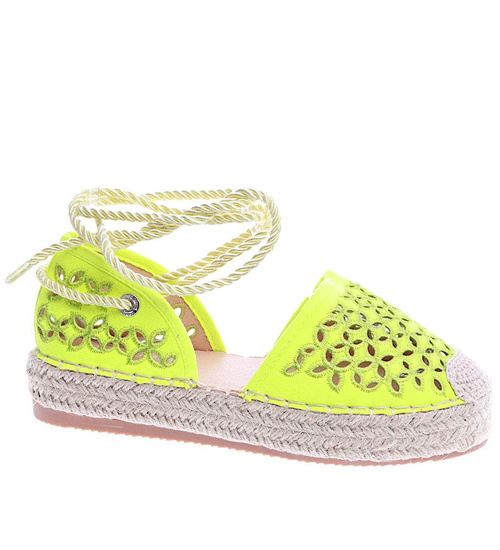 Fluorestencyjne sandały espadryle Green /A4-3 13893 T178/