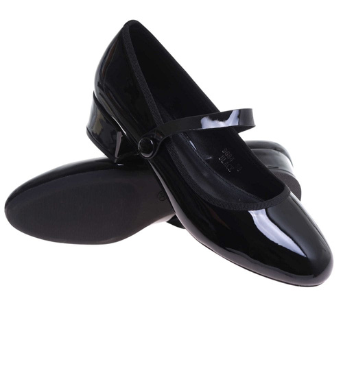 Czarne czółenka z paskiem na niskim obcasie /C2-2 17731 W187/