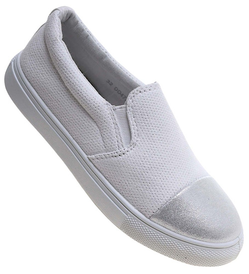Wsuwane białe trampki dziewczęce slip on /B5-2 13683 T004/