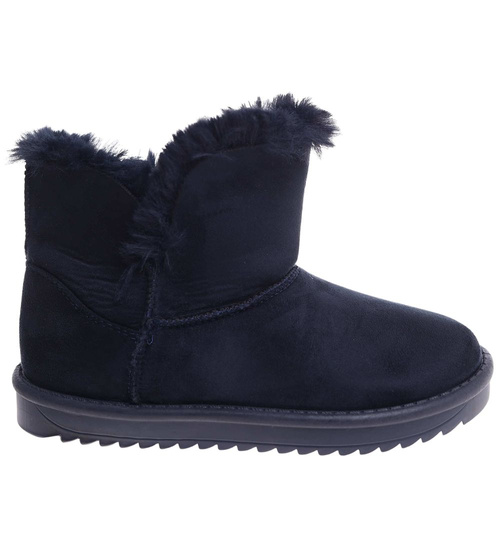 Granatowe kozaki śniegowce z futerkiem /A2-2 17093 T195/