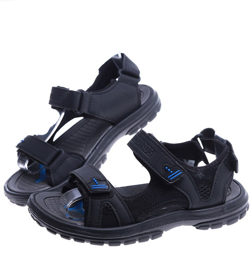 Czarne chłopięce sandały na rzepy /A8-1 14429 S394/