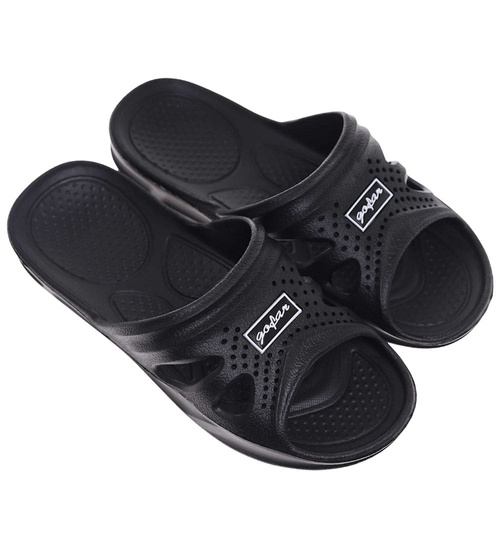 Basenowe klapki męskie Czarne /G7-1 11702 T195/