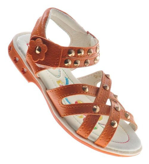 Pomarańczowe dziewczęce sandały paseczki /E2-2 9093 S096/ Pomarańczowe dziewczęce sandały paseczki /E2-2 9093 S096/