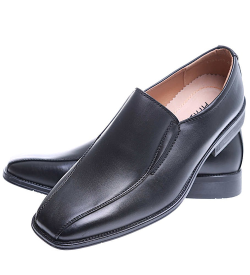 Wsuwane męskie czarne półbuty mokasyny /D6-1 15497 T251/