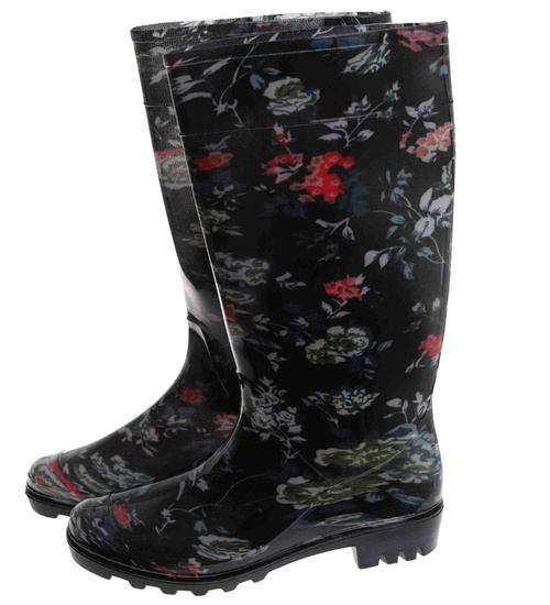 Czarne wysokie kalosze damskie /A3-1 17791 T349/