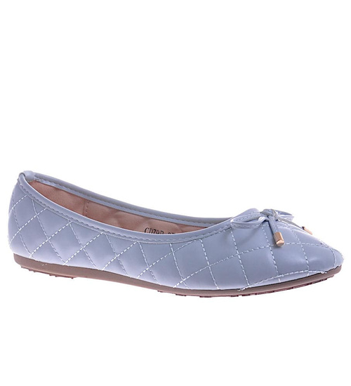 Niebieskie balerinki damskie z kokardą /E8-2 10464 S252/