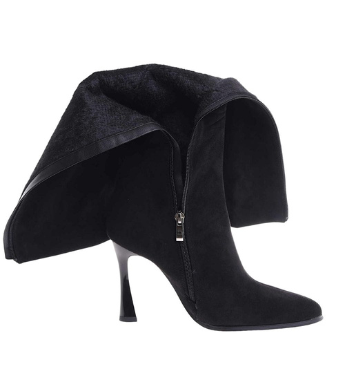 Czarne klasyczne kozaki na obcasie /D2-2 18565 G591/