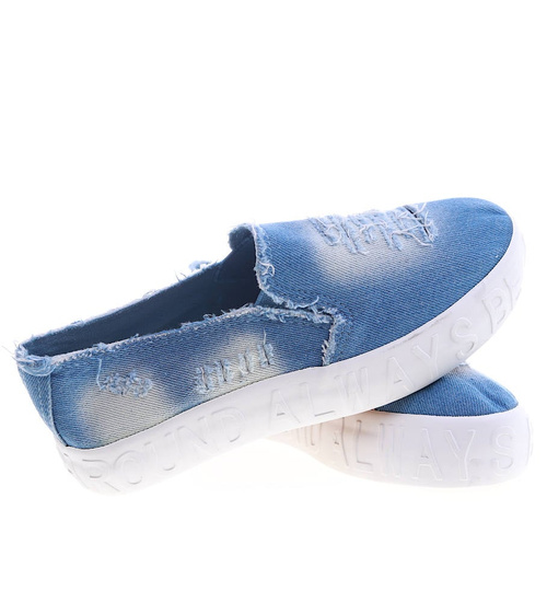 Wsuwane niebieskie trampki na platformie /F4-2 13414 T198/