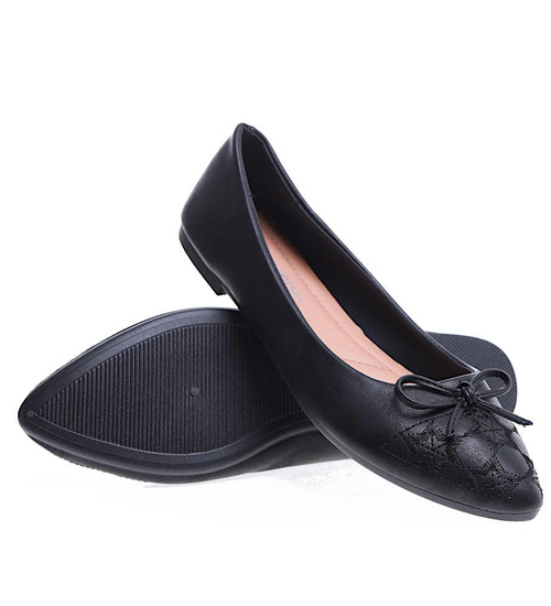 Czarne balerinki z kokardą /F9-2 15653 T10-5/