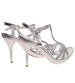 Błyszczące srebrne sandały na szpilce /B4-2 17902 G182/