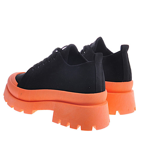 Czarno pomarańczowe trampki creepersy na platformie /F9-3 11324 T597/