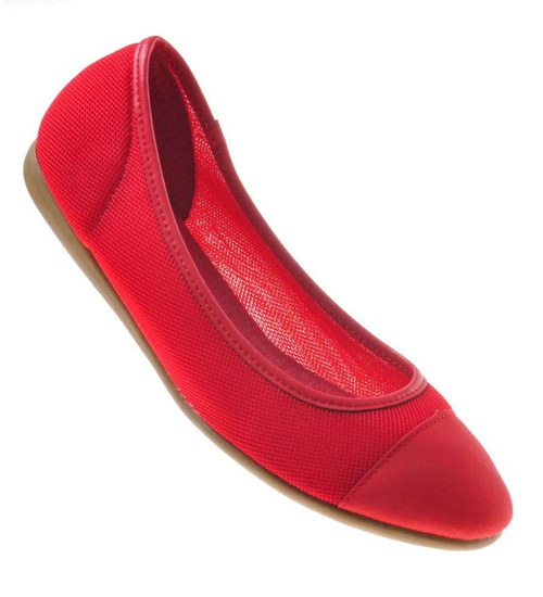 Czerwone balerinki w casualowym stylu /G3-1 8374 S098/