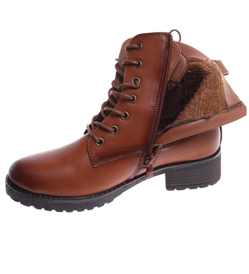 Karmelowe botki trapery damskie /G8-3 18272 W388/
