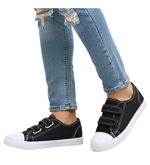 Czarne tenisówki chłopięce na rzepy buty do szkoły /E5-1 18101 T189/