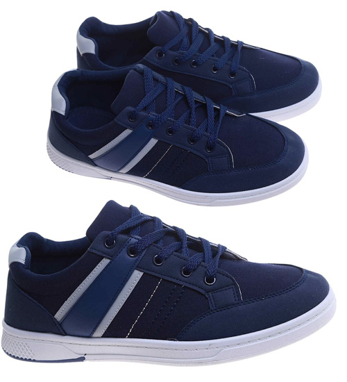 Granatowe sznurowane trampki męskie /D4-3 17634 T236/